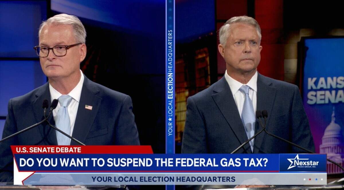 The Rev. Adam Hamilton, left, and U.S. Sen. Roger Marshall, right, faced off in a live TV debate hosted by FOX 4 less than two weeks before Election Day.